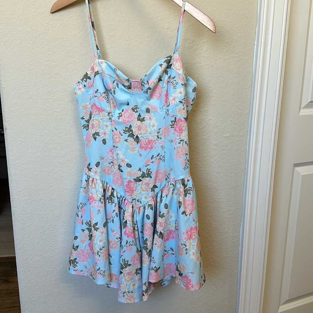 Blue Floral dress.